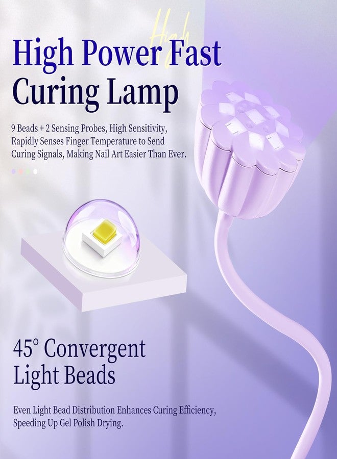 JODSONE Rechargeable Fast Curing U V Nail Lamp -Cordless Portable and Flexible Gooseneck for Gel Polish, Auto Sensor & 4 Timers Lavender Purple - Image 3